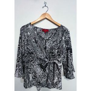 Jennifer Lopez Black and White Patterned Blouse Size Medium